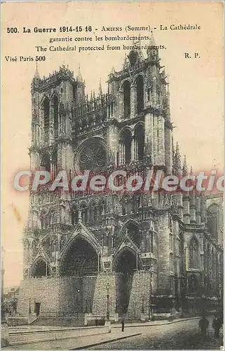 Cartes postales La Guerre 1914 14 16 Amines (Somme) La Cathedrale garantie contre les bombardement