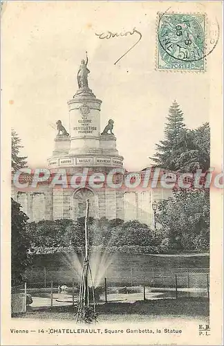 Cartes postales Vienne Chatellerault Square Gambetta la Statue