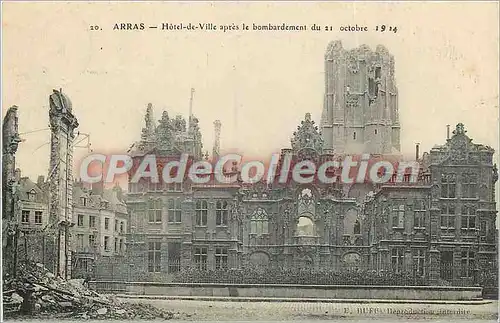 Ansichtskarte AK Arras Hotel de Ville apres le bombardement du 21 act 1914