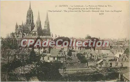 Ansichtskarte AK Bayeux La Cathedrale la Prison et l'Hotel de Ville vue generale prise de l'Hotel Dieu