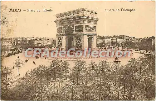 Cartes postales Paris Place de l'Etoile et Arc de Triophe