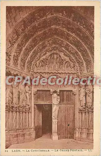 Ansichtskarte AK Laon La Cathedrale le Grand Portail