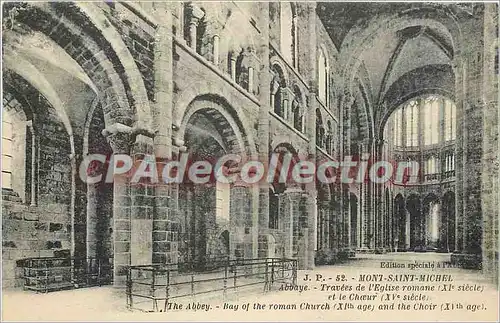 Cartes postales Mont Saint Michel Abbaye travees de l'eglise romane (XIe s) et le choeur (XVe s)