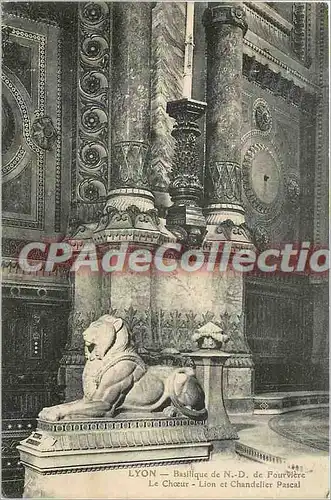 Cartes postales Lyon Basilique de N D de Fourviere Le CHoeur lion et chandellier Pascal