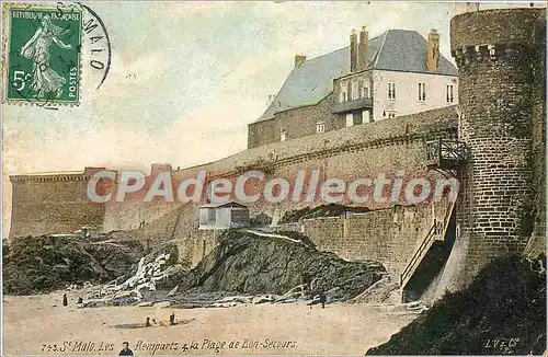 Cartes postales St Malo les remparts et la Plage de Bon Sacours