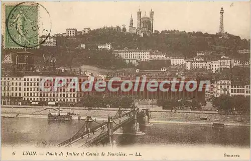 Cartes postales Lyon Palais de Justice et coteau de Fourviere