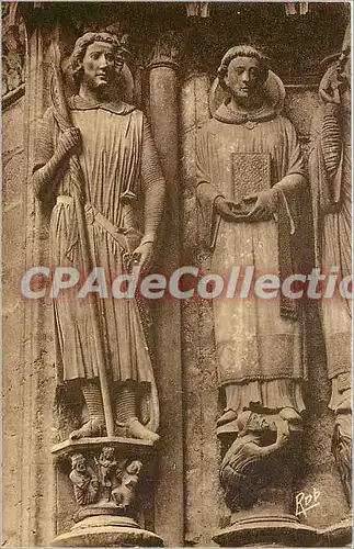 Cartes postales Chartres La Cathedrale Portail Sud (XIIIe s) Statues de Saint Theodore et Saint Etienne