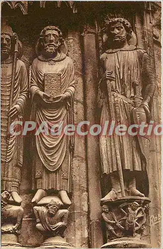 Ansichtskarte AK Chartres La Cathedrale Portail Sud (XIIIe s) Statues de Saint Georges et Saint Piat