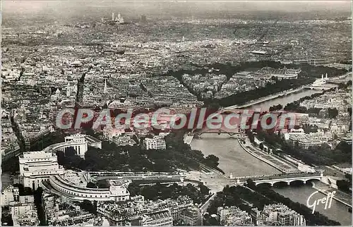 Cartes postales Paris Vue aerienne Le Palais de Chaillot la Seine Perspective