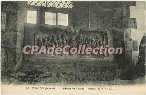 Cartes postales Pontorson (Manche) Interieur de l'Eglise Retable du XIVe s