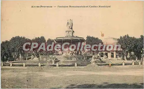 Cartes postales AIx en Provence Fontaine Monumentale et Casino Municipal