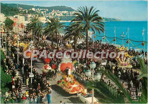 Moderne Karte Cote d'Azur Nice Bataille de Fleurs sur la Promenade des Anglais