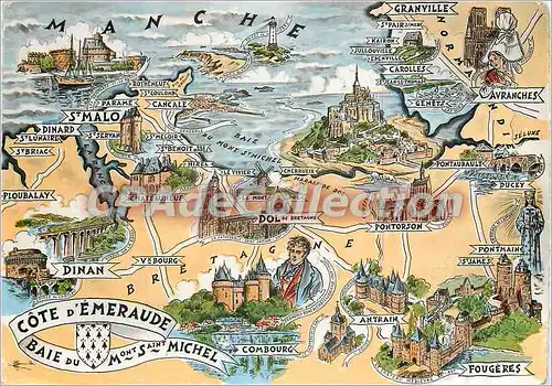 Cartes postales moderne Les Province Francaise bretagne Cote d'Emeraue et Baie du Mont Saint Michel