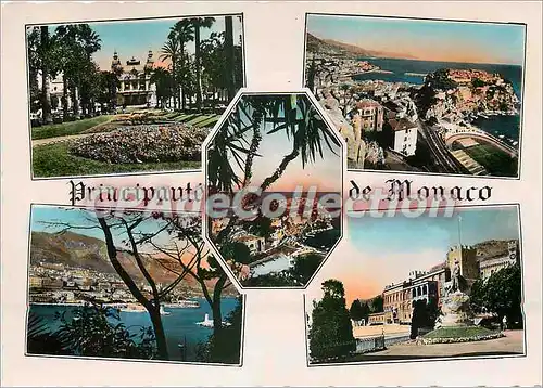 Moderne Karte Les Bords de la Riviera Principaute de Monaco Souvenir