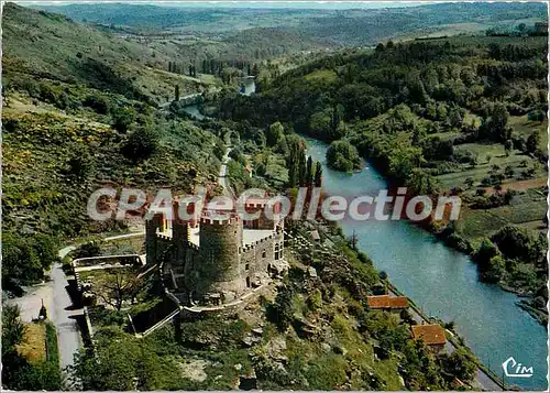 Moderne Karte Vallee de la Sioule (Allier) Chateau Feodal de Chouvigny (XIIIe) Ancien fief de la Famille Lafa