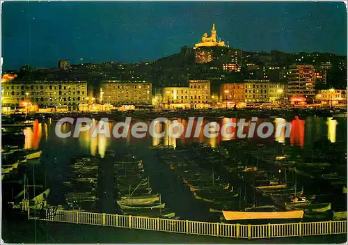 Cartes postales moderne Marseille Le Port la nuit