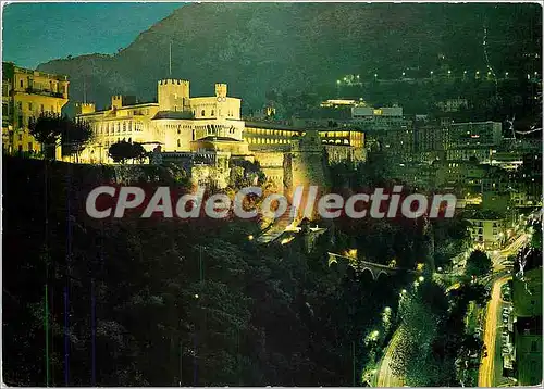 Moderne Karte La Cote d'Azur Principaute de Monaco Le Palais Princier la nuit