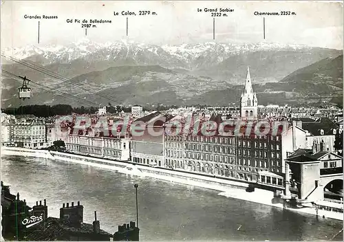 Moderne Karte Grenoble Vue generale et Chaine de Belledonne