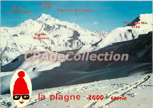 Cartes postales moderne Plagne Bellecote 1900 m (Savoie) La Plagne le Massif de Bellecote 3416 m et les pistes de la Ro