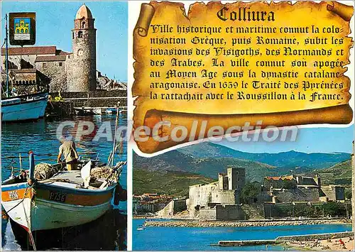 Cartes postales moderne Collioure Celebre port Catalan vue sur le clocher de l'eglise paroissiale (XVIIe s)