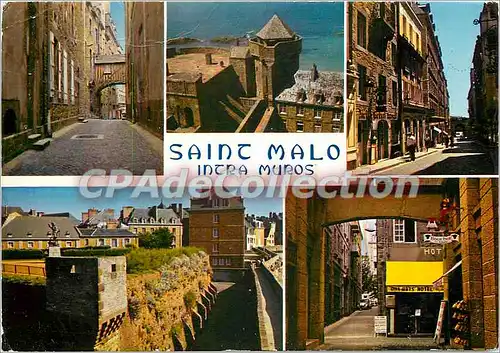 Moderne Karte Saint Malo Intra Muros La rue des Vieux Remparts et la passerelle de l'ancien Couvent des Recol