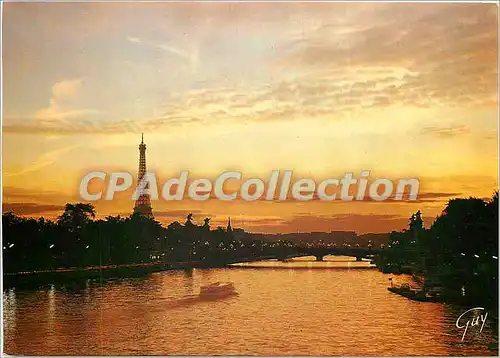 Cartes postales moderne Coucher de soleil sur la seine le pont Alexandre III et la Tour Eiffel Paris et ses merveille