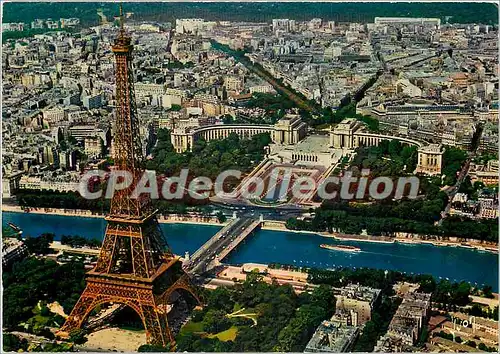 Cartes postales moderne Paris La Tour Eiffel la Seine et le Palais de Chaillot