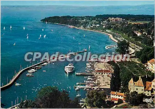 Cartes postales moderne Thonon les Bains Haute Savoie Sur la rive francaise du Leman Le Port la Pointe et le chateau de