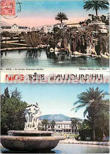 Cartes postales moderne Nice Hier et aujourd'hui les jardins Albert Ier en 1907 etaient nouveaux