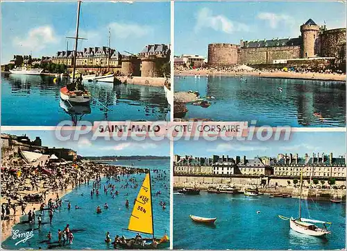 Cartes postales moderne Saint Malo Cite Corsaire De gauche a droite et haut en bas le port des Yachts et la Grand Porte