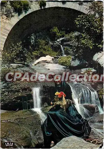 Moderne Karte Charmes et Couleurs de la Corse Un Sourire de Corse sur un fond de rideau tisse par l'eau