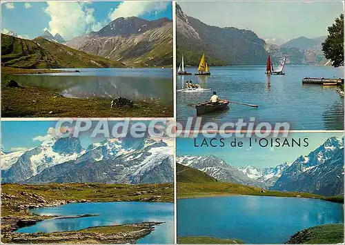 Moderne Karte Lacs de L'Oisans Lac du Goelon et Aiguilles d'Arves Voiliers sur le Lac  du Chambo