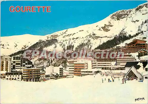 Moderne Karte Les Pyrenees sous la Neige Gourette 1400 2400 m vue generale de la Station la Terrasse du Valen