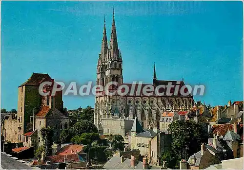 Moderne Karte Moulins (Allier) Le Mal Coiffee et la Cathedrale