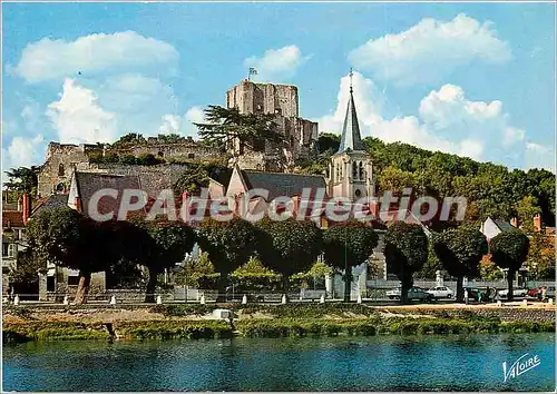 Moderne Karte En Touraine Montrichard (Loir et Cher) Le cher l'Eglise Sainte Croix et le donjon du XIIe s