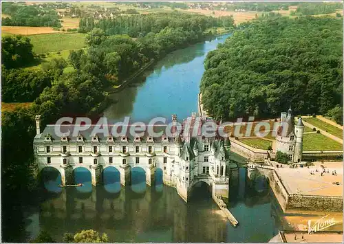 Cartes postales moderne Chenonceaux (I et L) Vue aerienne du chateau (XVe XVIIe s) et du Cher