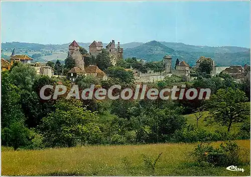 Moderne Karte La Correze Touristique Curemonte Pittoresque Village mediaval le Chateau et l'eglise (XIe XIIe