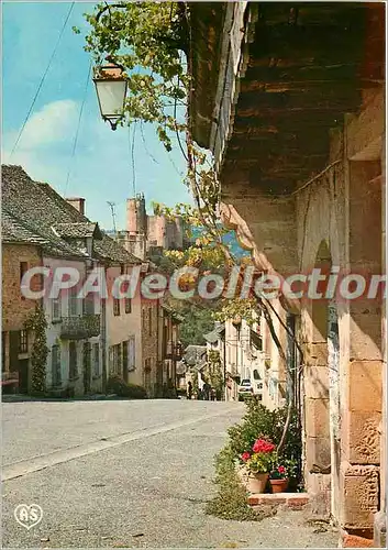 Moderne Karte Najac (Aveyron) Rue du Bariou et echappee sur le chateau XIIIe s