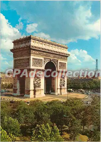 Cartes postales moderne Paris L'Arc de Triomphe Tour Eiffel