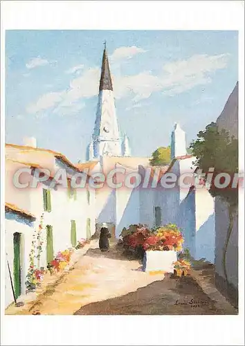 Cartes postales moderne Ile de Re Ars Ruelle fleurie et clocher noir et blan