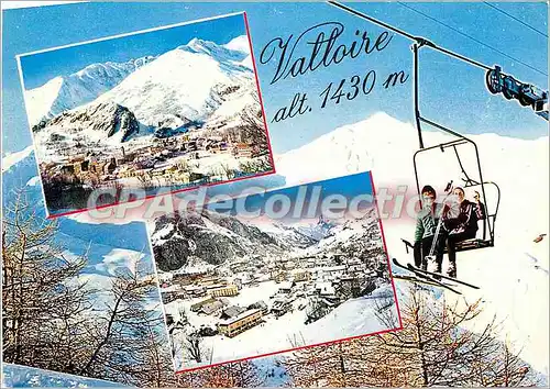 Moderne Karte Valloire 1430 m vue generale avec le Massif du Crey Rond etle Perron des Encombres