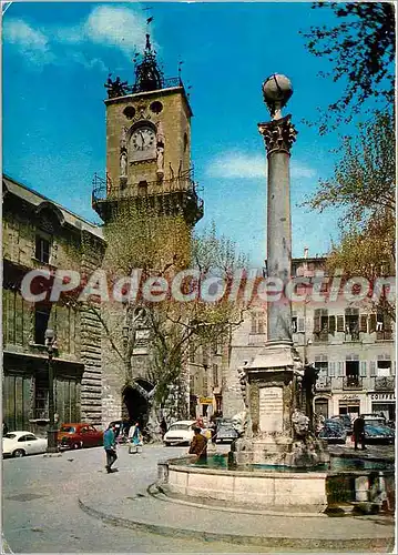 Cartes postales moderne Aix en Provence Place de la Mairie la fontaine (XVIIIes) et le Beffroi (XVIe s)