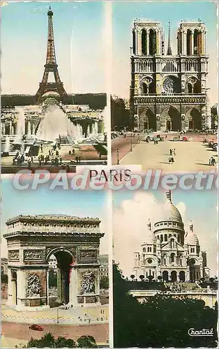 Cartes postales moderne Paris La Tour Eiffel N D l'Arc de Triomphe le Sacre Coeur