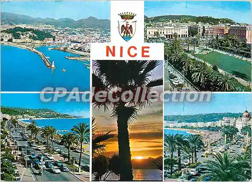 Cartes postales moderne Nice Cote d'Azur French Riviera La Promenade des Anglais le Port la Place Massena