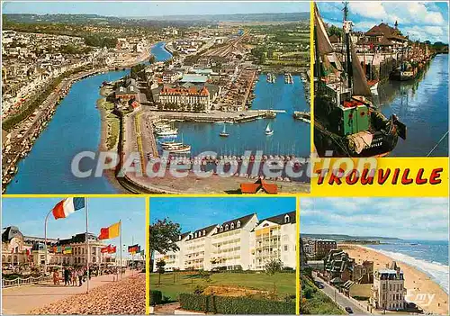 Cartes postales moderne Trouville (Calvados) Vue aerienne sur Touques et le port de plaisance le casino le camp cordier