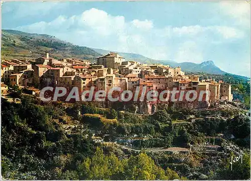 Moderne Karte Tourettes sur Loup (A M) Curieux Village fortifie dans les maisons exterieures forment rempart