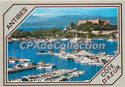 Cartes postales moderne La Cote d'Azur Antibes Le Port le Fort Carre au fond les Alpes