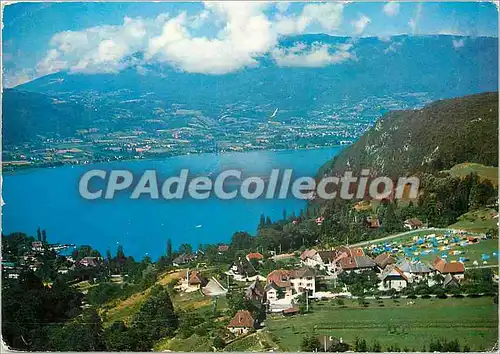 Moderne Karte Lac d'Annecy (Haute Savoie) Talloires (le camping) et le Roc de Chere