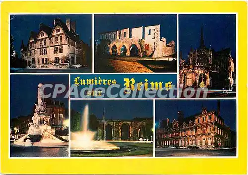 Moderne Karte Reims (Marne) Monument illumines l'hotel le Vergeur