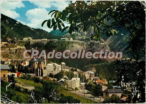 Moderne Karte Briancon (H A) alt 1321 m la Plus Haute Ville d'Europe vue d'ensemble au fond le Fort de Tetes